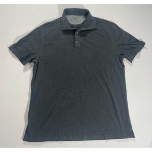 Brunello Cucinelli Regular Fit Polo Shirt Mens M Gray Cotton Short Sleeve Italy